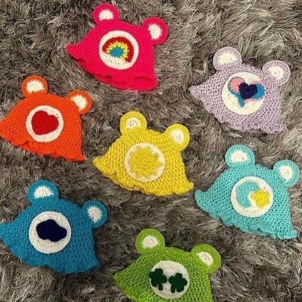 Crochet care bear bucket hat